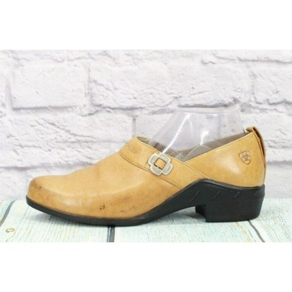 Ariat Shoes - Ariat Tan Leather Slip On Casual Clogs Shoes Size 9.5 B